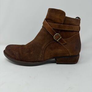 Born Jorgette Ankle Boots Distressed Suede Brown Booties Women's Size 8.5 M